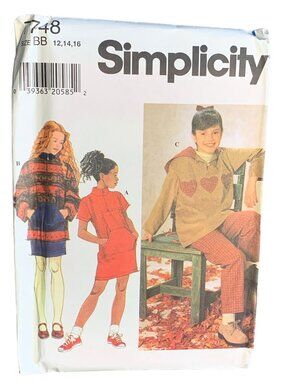 Simplicity Girls Dress Top Skirt Pants Sewing Pattern Size 12 14 16 7748 - Uncut